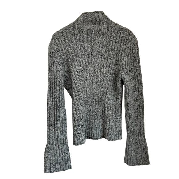 Elie Tahari Merino Cashmere Ribbed Sweater L Gray Chunky Knit Luxury Soft - Picture 2 of 7